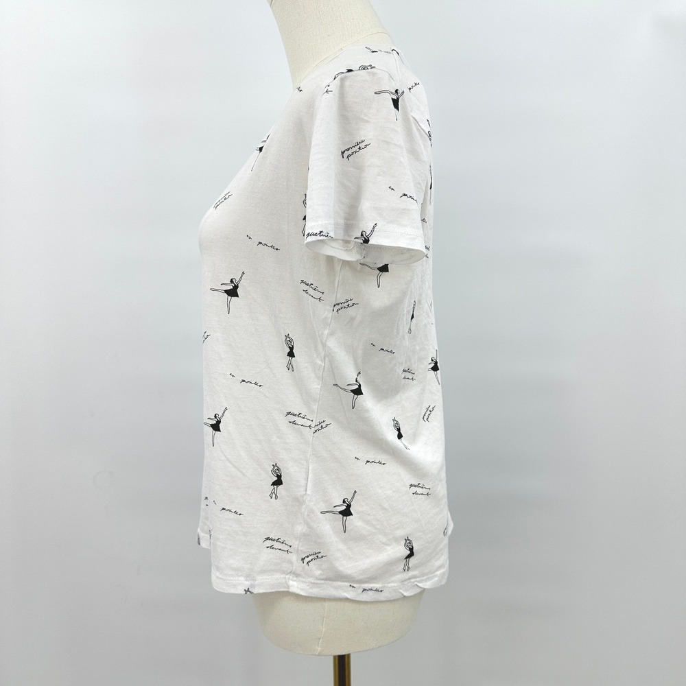 Stradivarius Ballet‎ Dancer Graphic Tee — French Script Print — White T-Shirt S - Picture 4 of 8